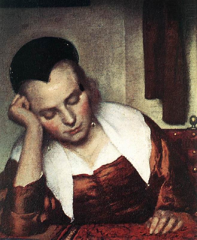 VERMEER VAN DELFT, Jan A Woman Asleep at Table (detail) atr china oil painting image